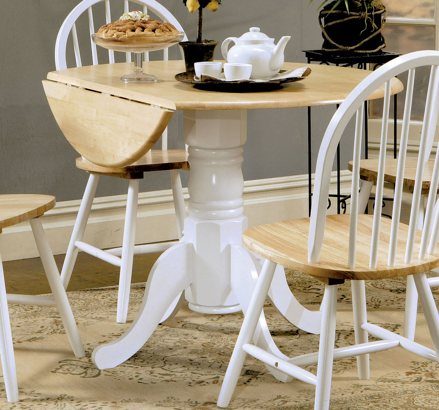 Allison Round 40-inch Drop Leaf Extension Dining Table White