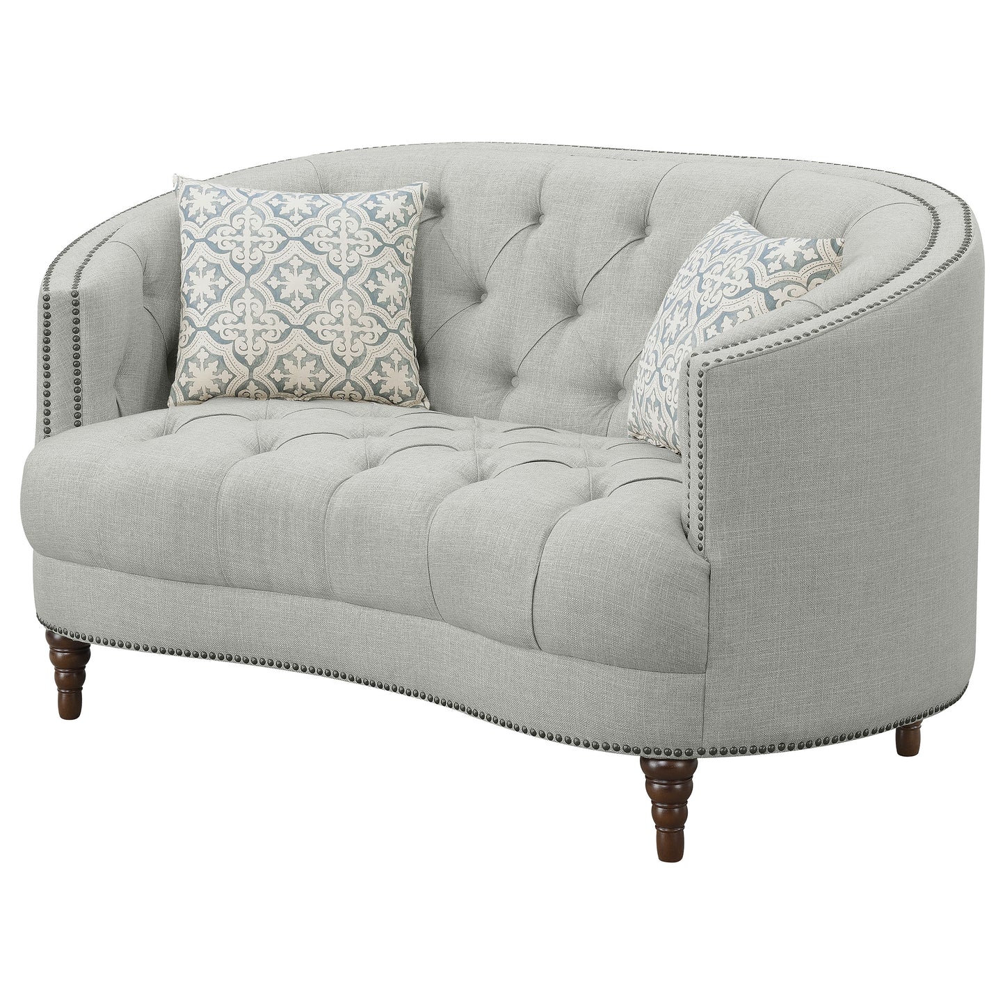 Avonlea Upholstered Sloped Arm Loveseat Grey Fabric