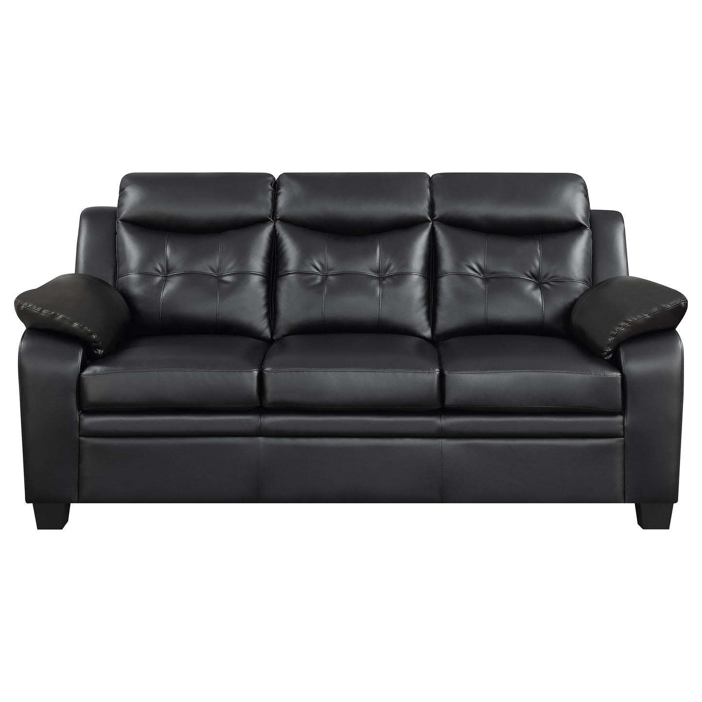 Finley 3-piece Upholstered Padded Arm Tufted Sofa Set Black