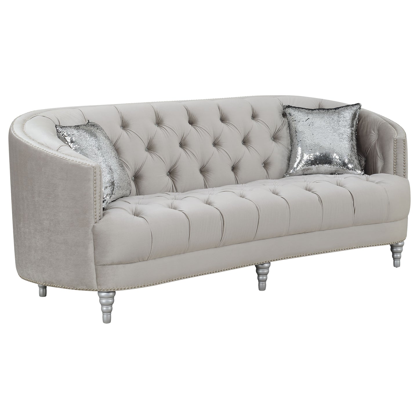 Avonlea Upholstered Sloped Arm Sofa Grey Velvet