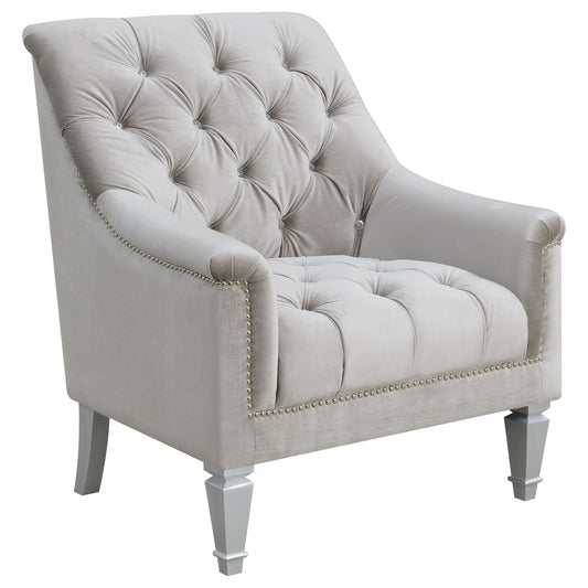 Avonlea Velvet Upholstered Sloped Arm Chair Grey Velvet