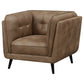 Thatcher Upholstered Tuxedo Arm Tufted Accent Chair Brown