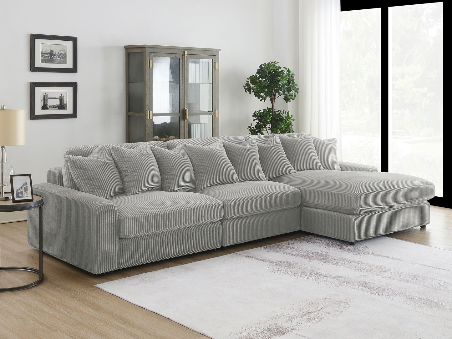 Blaine Upholstered Reversible Chaise Sectional Sofa Fog