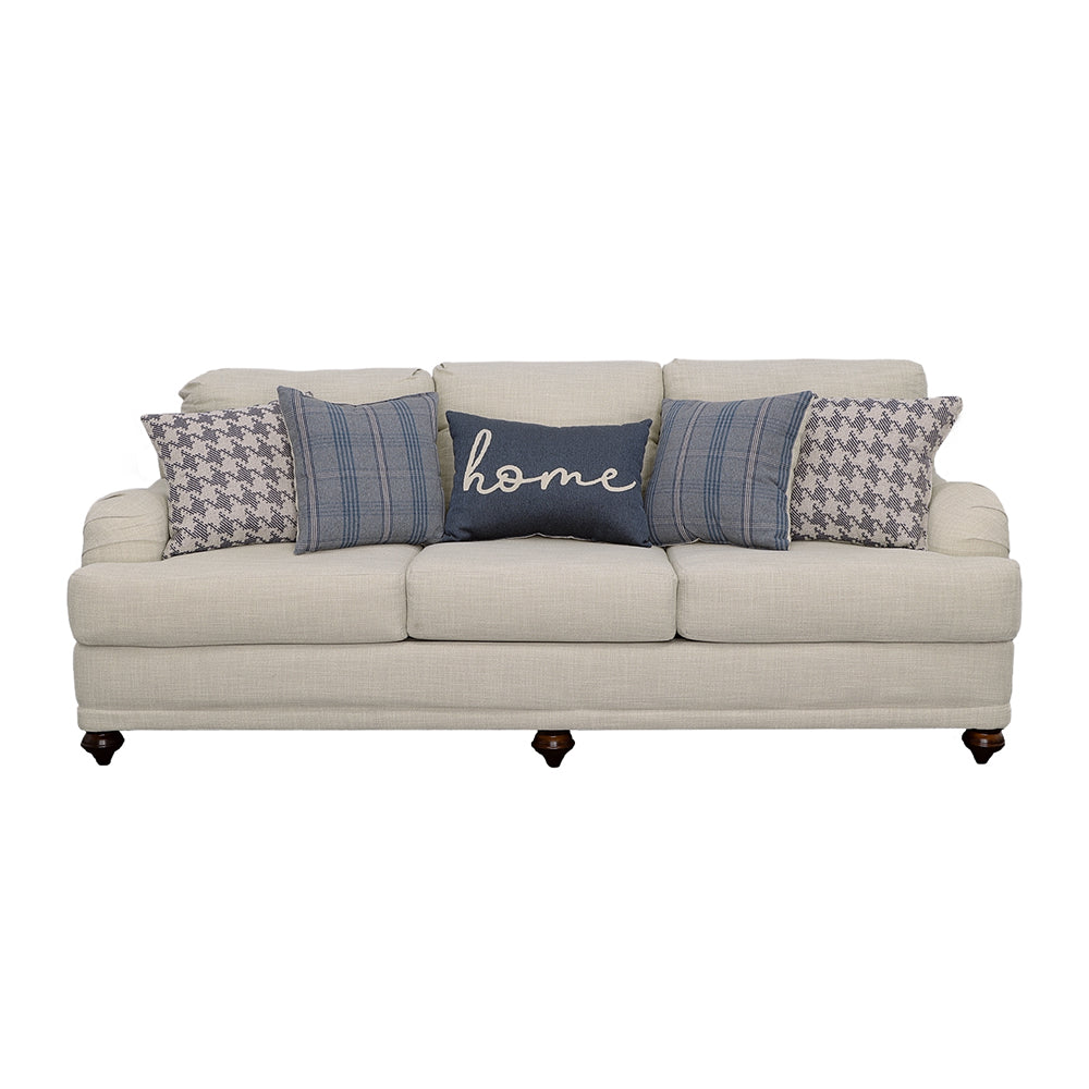 Glenn Upholstered English Arm Sofa Light Grey and Blue