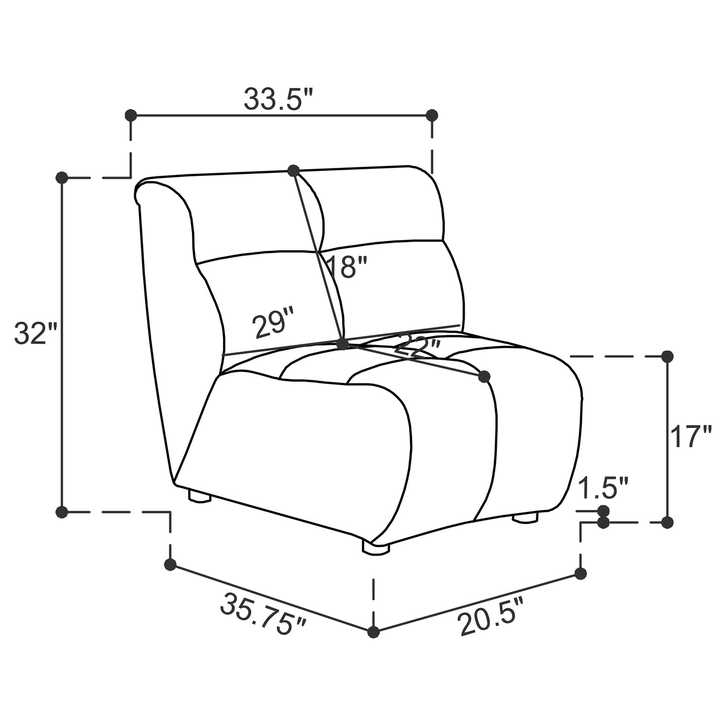 Charlotte 5-piece Upholstered Modular Sectional Sofa Ivory