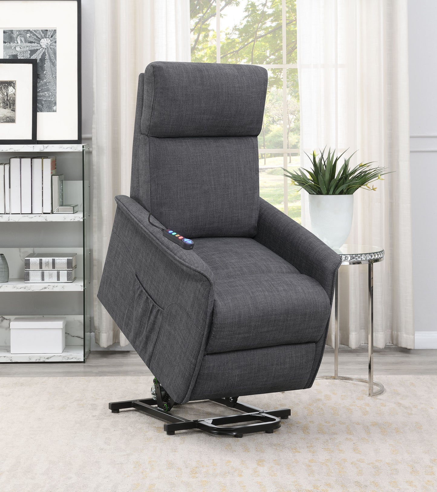 Herrera Upholstered Power Lift Massage Chair Charcoal