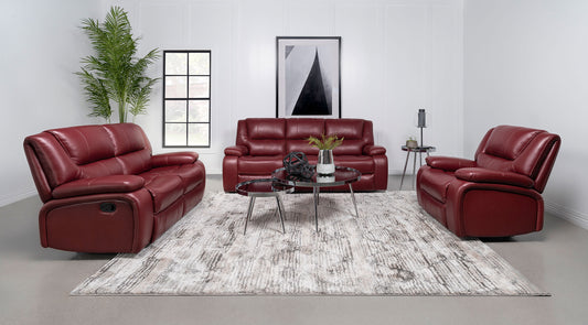 Camila 3-piece Upholstered Reclining Sofa Set Red