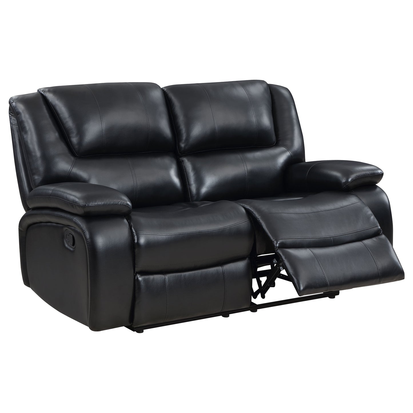 Camila Upholstered Motion Reclining Loveseat Black