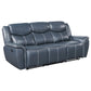 Sloane Upholstered Padded Arm Reclining Sofa Blue