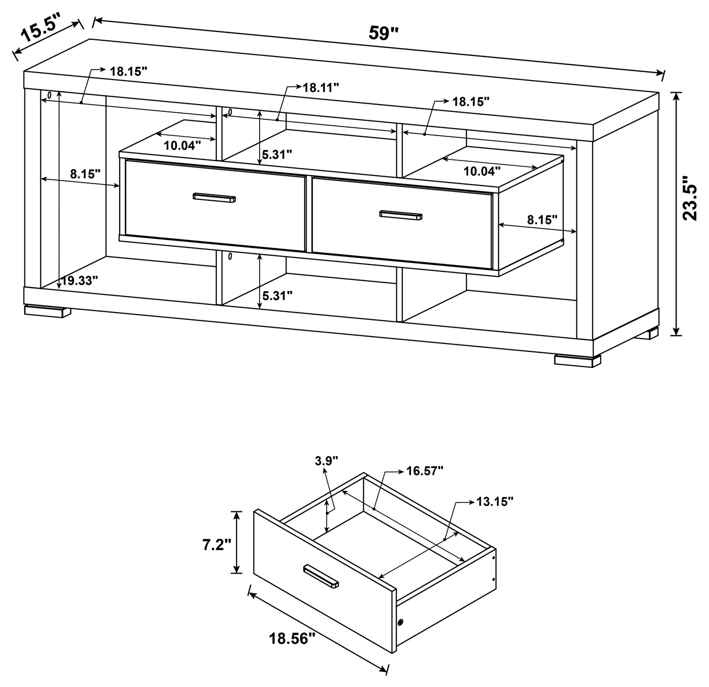 Darien 2-drawer Engineered Wood 59-inch TV Stand White