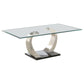 Pruitt Rectangular Glass Top Metal Coffee Table Satin Silver