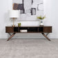 Valna Wood 71-inch TV Stand with Sliding Doors Walnut