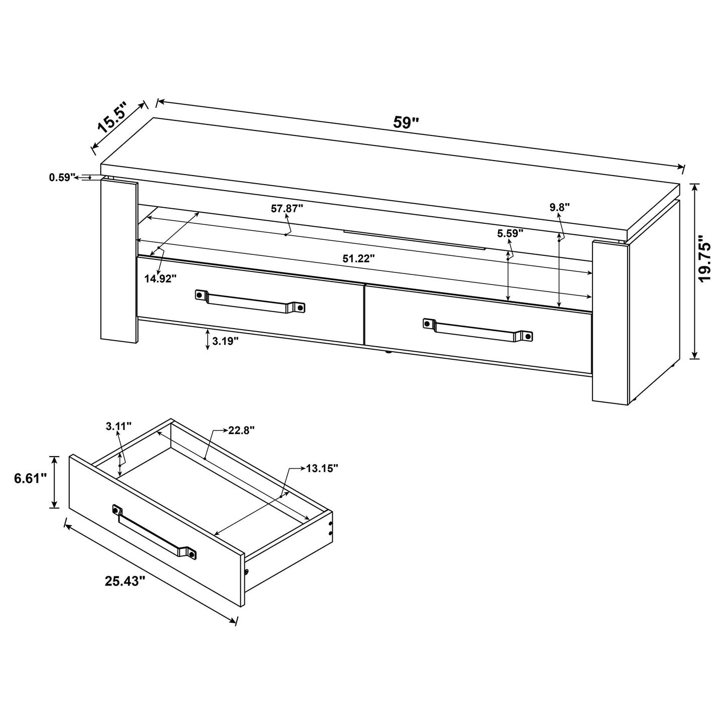Elkton 2-drawer Engineered Wood 59-inch TV Stand Mango