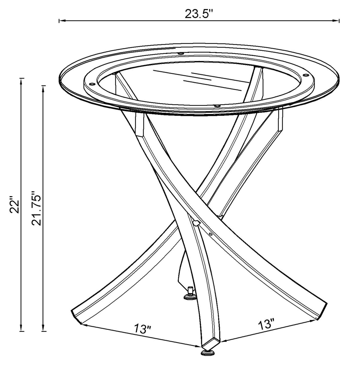 Brooke Round Glass Top Side End Table Metal Base Chrome