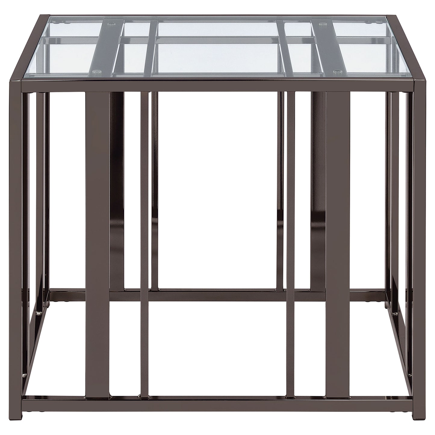 Adri Rectangular Glass Top Side End Table Black Nickel