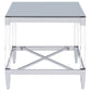 Lindley Square Tempered Mirror Acrylic Side End Table Chrome