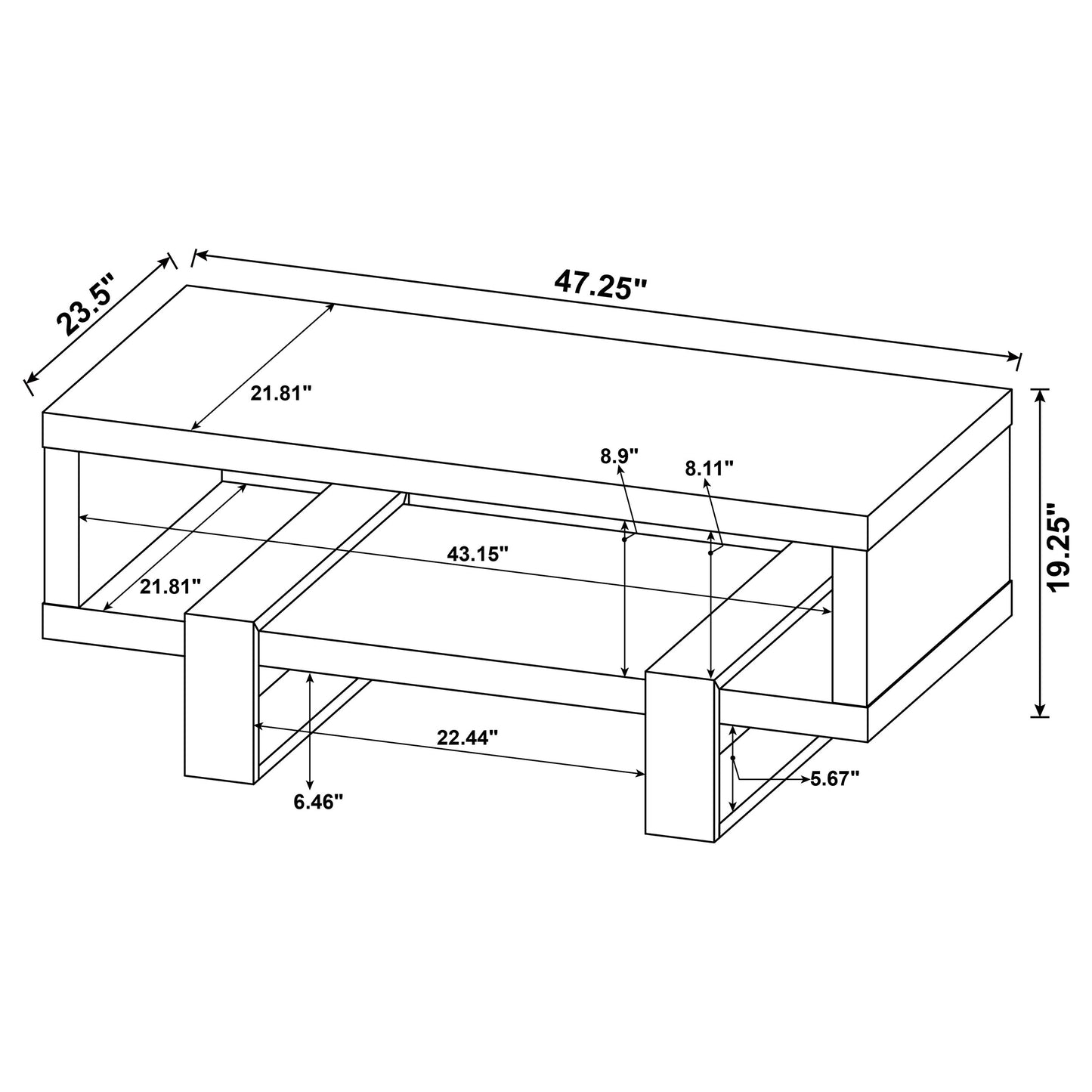 Dinard Engineered Wood Coffee Table Grey Driftwood