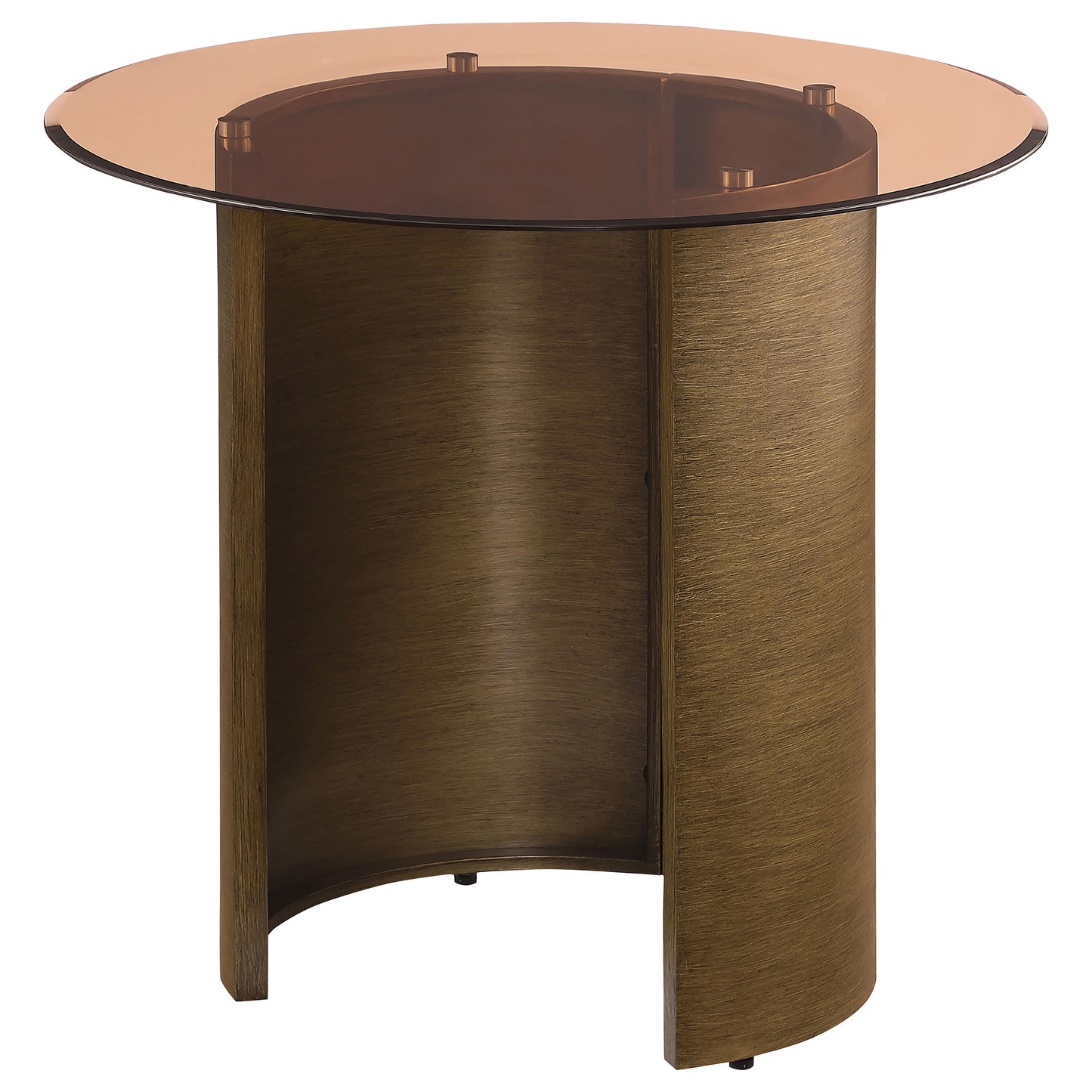 Morena Round Tawny Glass Top Side End Table Brushed Bronze