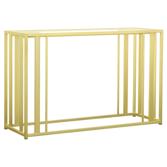 Adri Glass Top Entryway Sofa Console Table Matte Brass