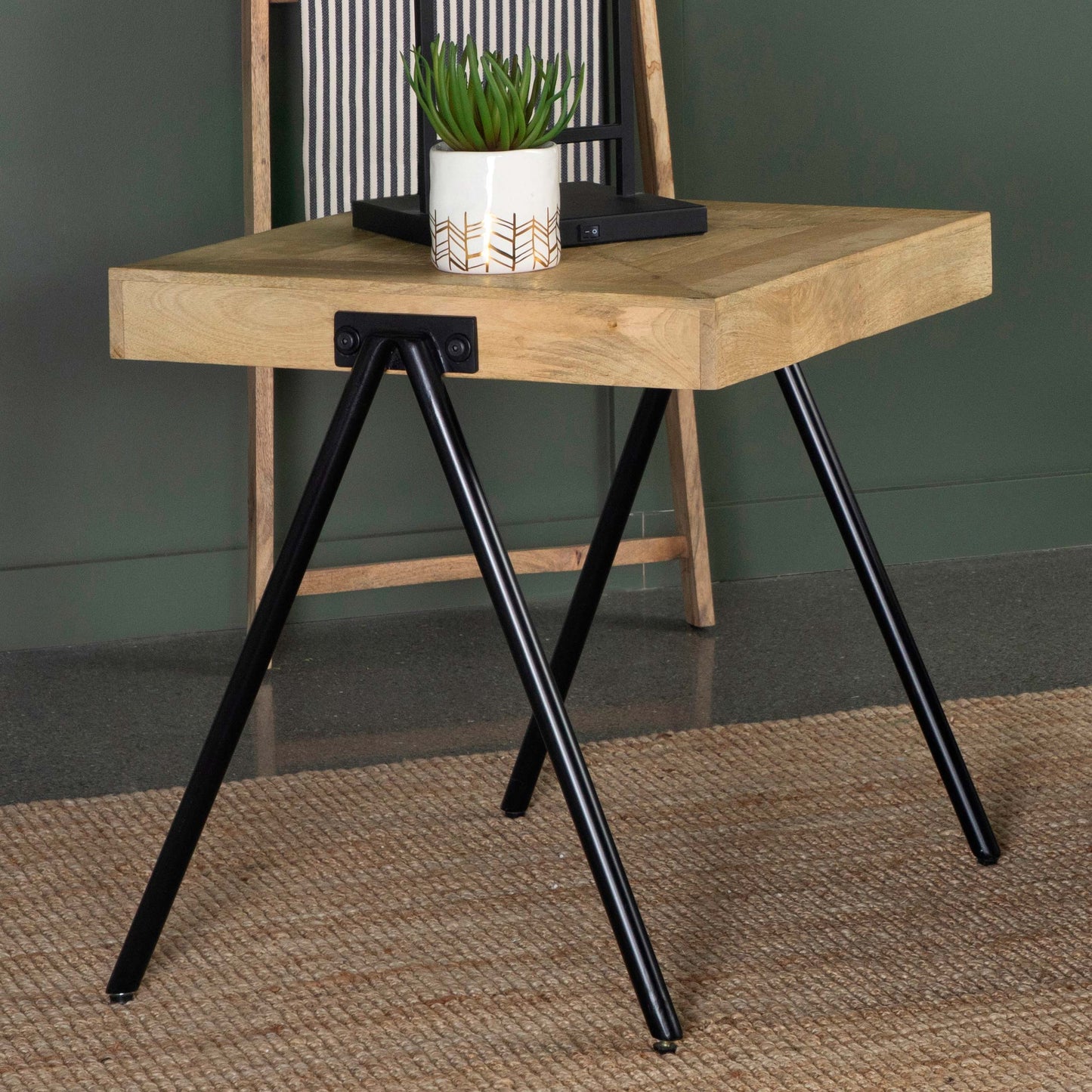 Avery Square Solid Mango Wood Side End Table Natural