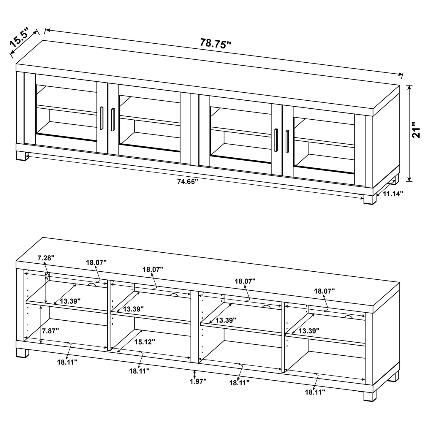 Sachin 4-door Engineered Wood 79" TV Stand Distressed Pine