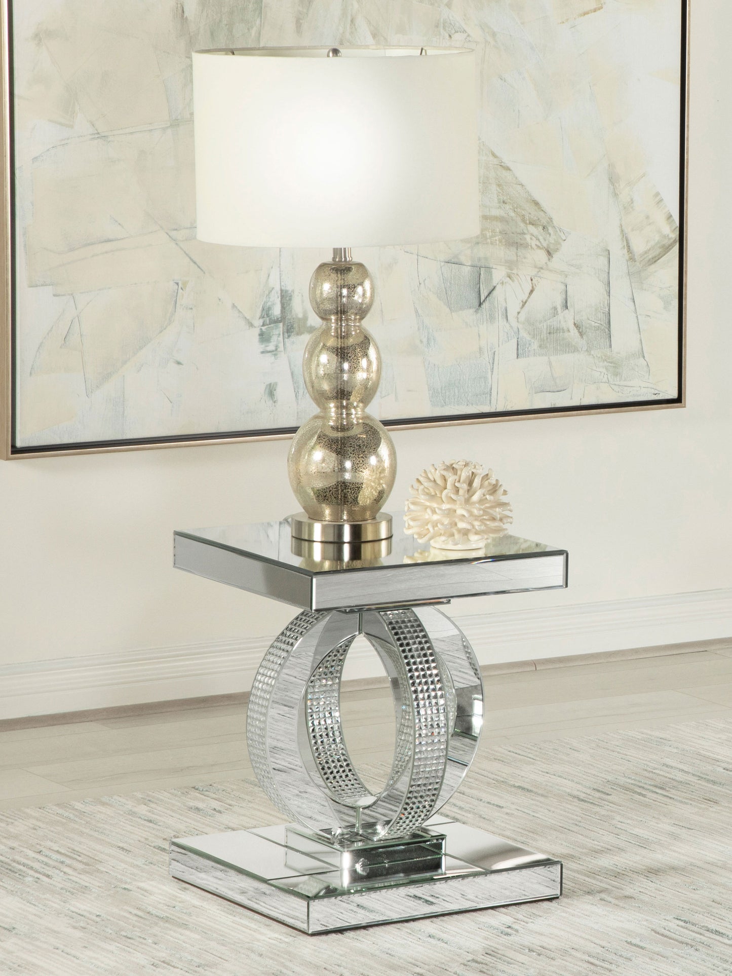 Breena Rectangular Mirrored Acrylic End Table Silver