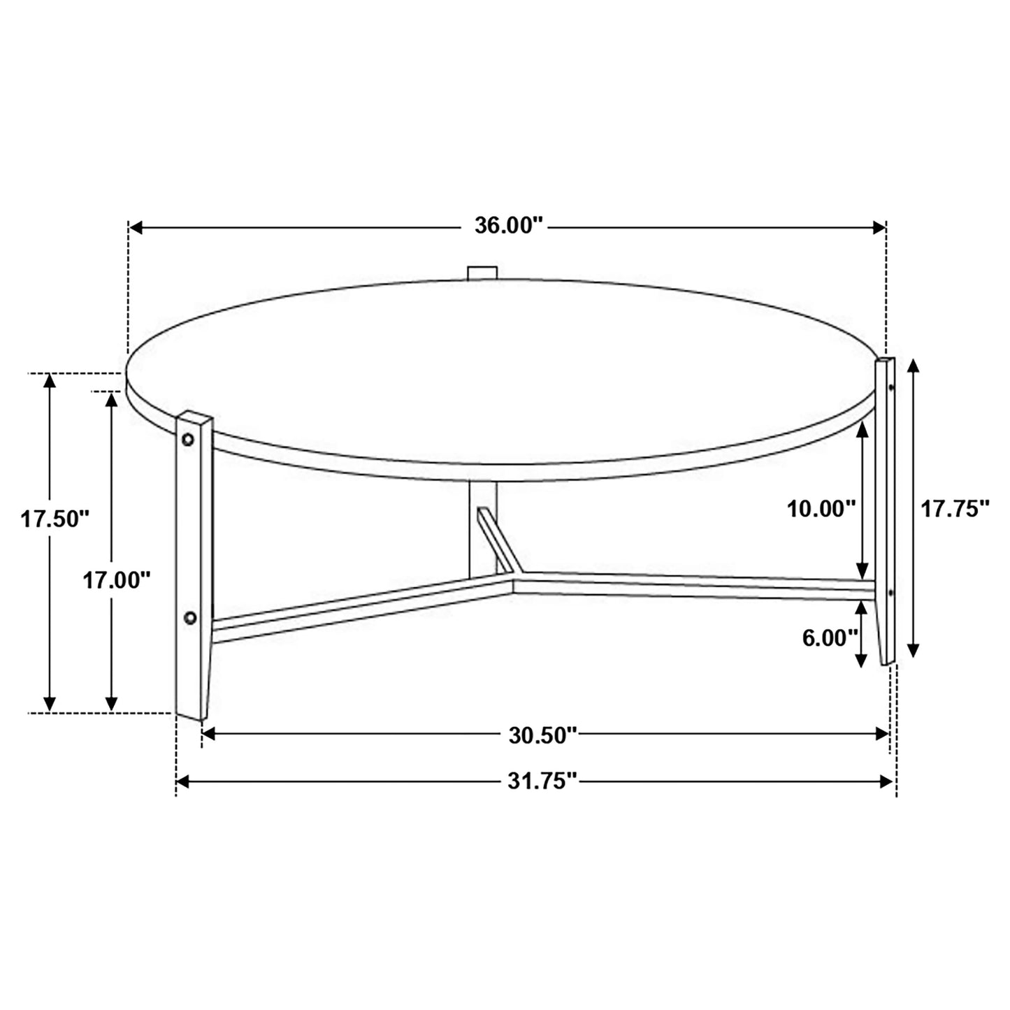 Tandi Round Faux Marble Coffee Table White and Black