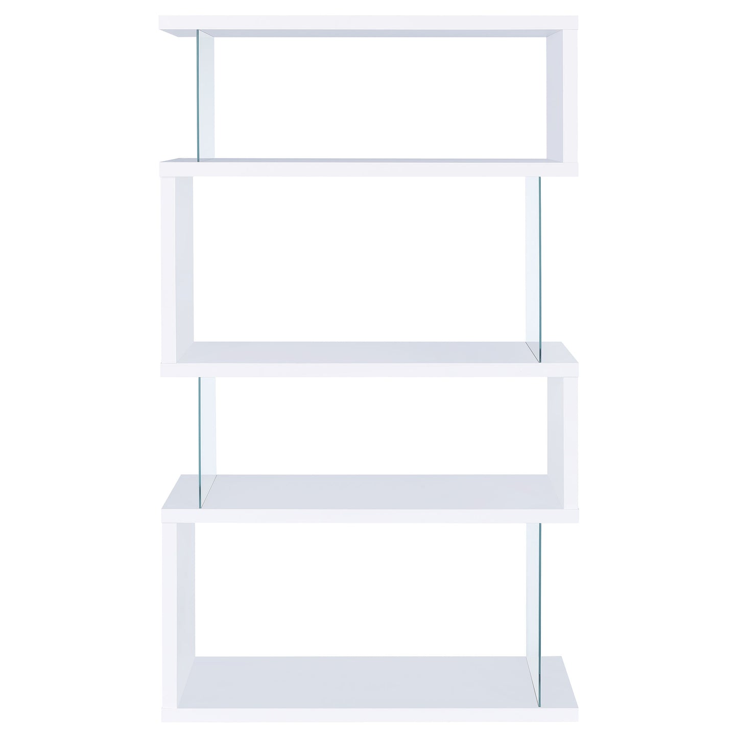 Emelle 63-inch 4-shelf Glass Panel Bookshelf White