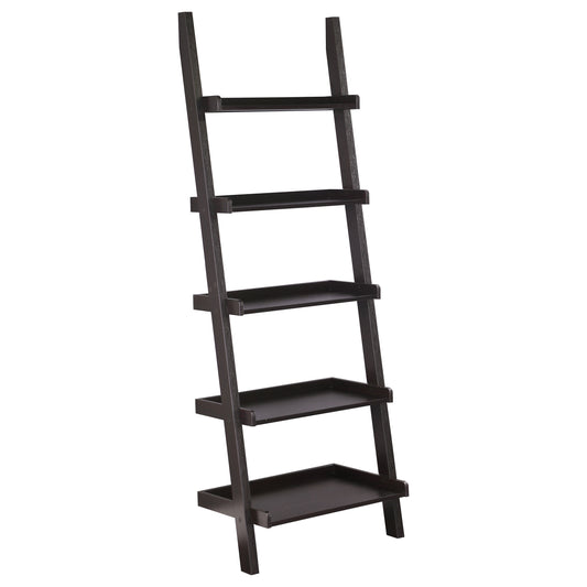 Colella 72-inch 5-shelf Ladder Bookshelf Cappuccino