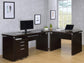 Skylar L-Shape Desk with Mobile File Cabinet Cappuccino