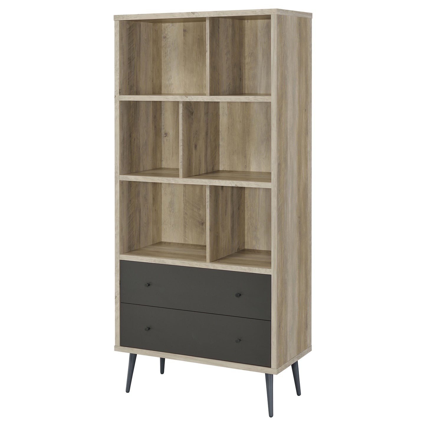 Maeve 70-inch 3-shelf Bookcase with Drawers Distressed Pine