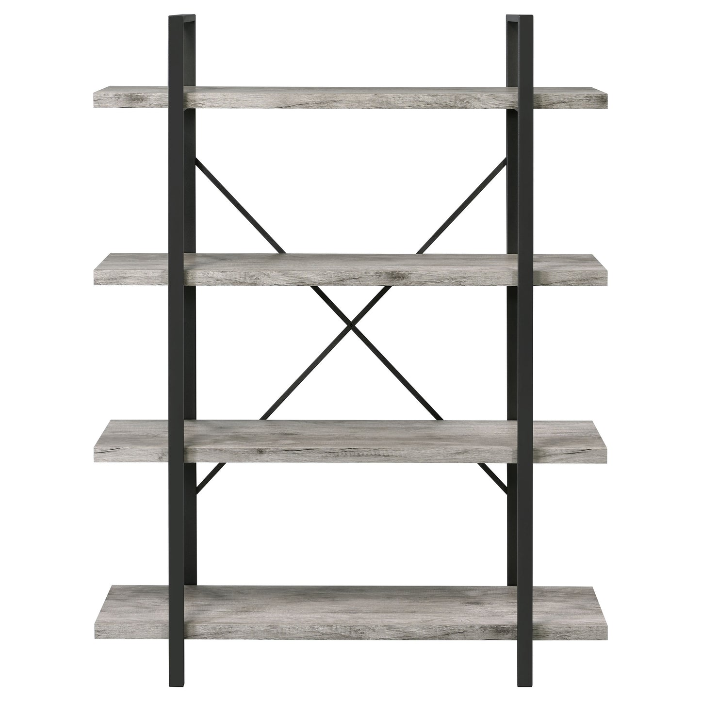 Cole 55-inch 4-shelf Bookshelf Grey Driftwood and Gunmetal