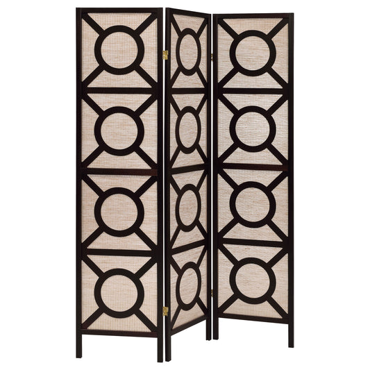 Vulcan 3 Panel Room Divider Folding Shoji Screen Cappuccino