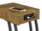 Troy 1-drawer C-Shaped Side Table Power Outlet Rustic Nutmeg