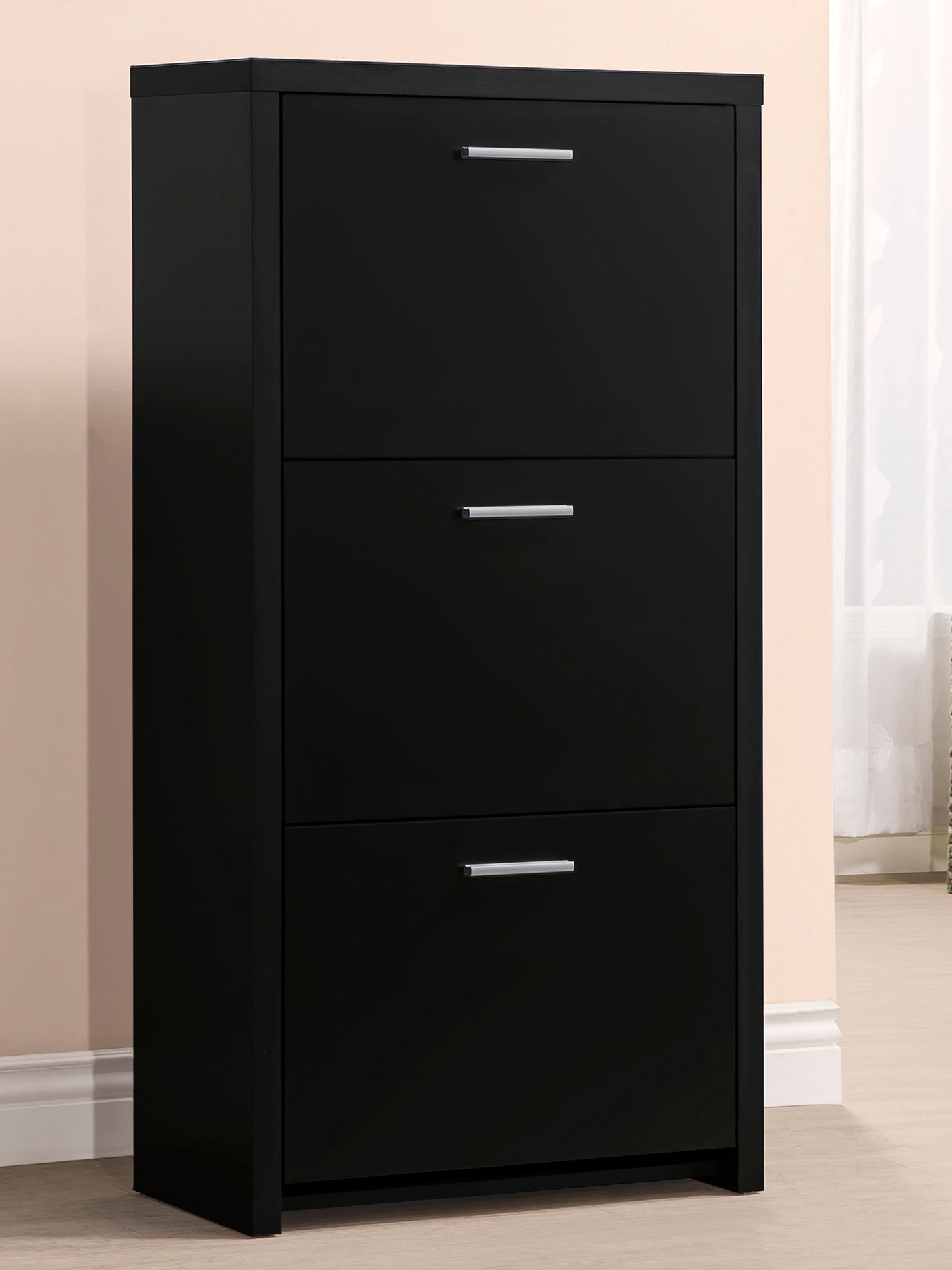 Vivian 3-drawer Engineered Wood Shoe Cabinet Black