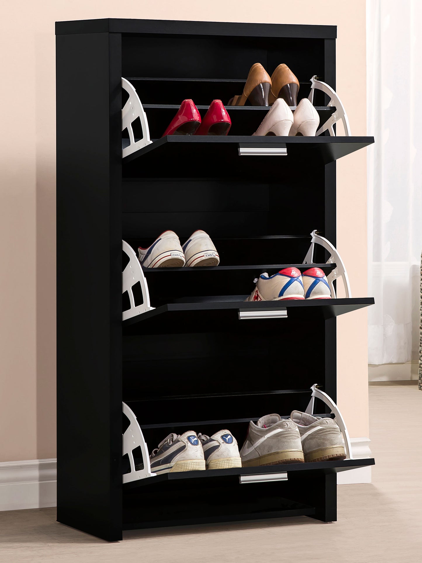 Vivian 3-drawer Engineered Wood Shoe Cabinet Black