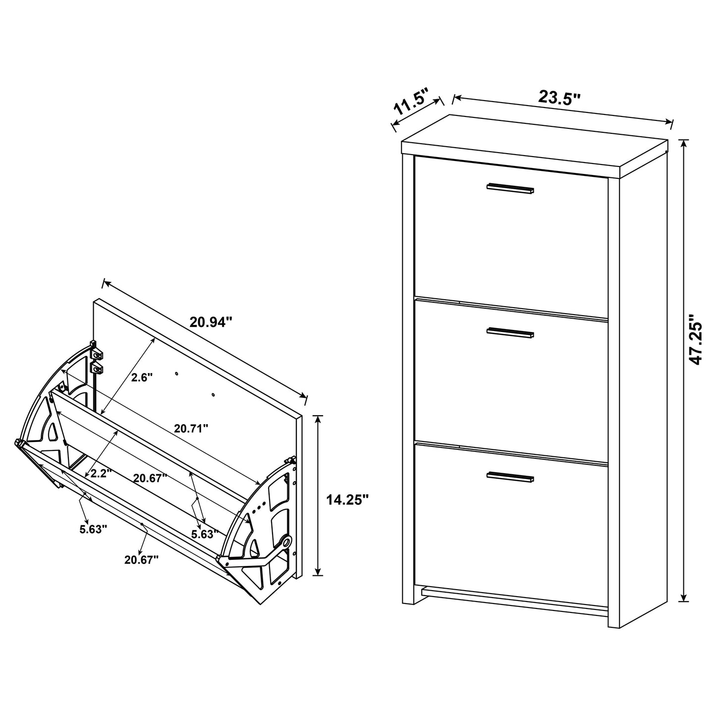 Vivian 3-drawer Engineered Wood Shoe Cabinet Black