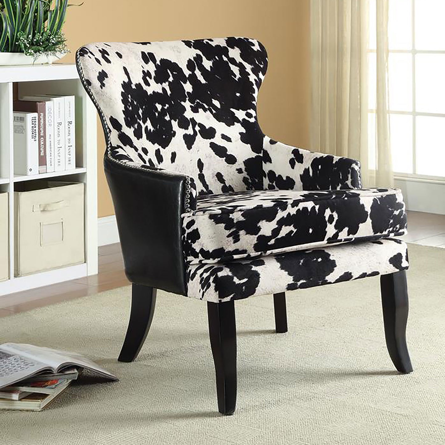 Trea Cowhide Print Upholstered Accent Chair Black and White