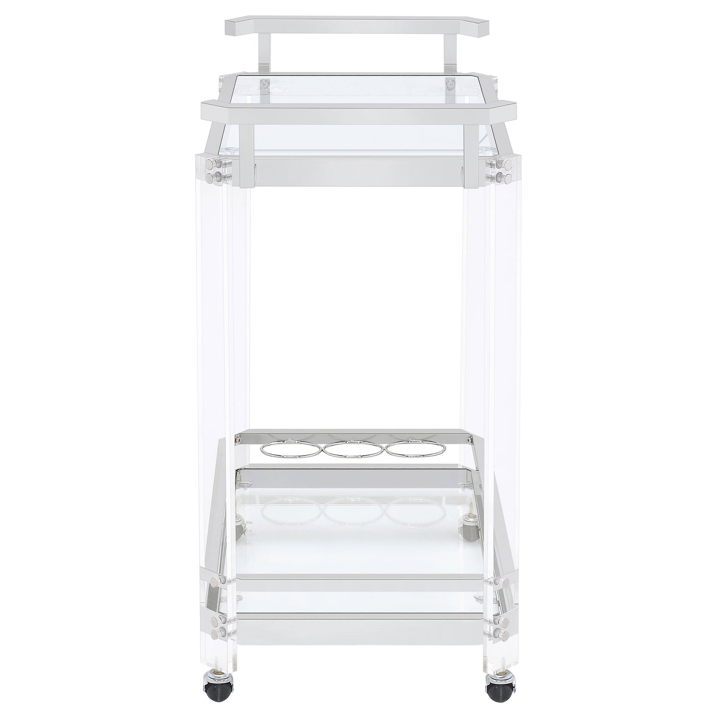 Jefferson 2-tier Glass Shelf Acrylic Bar Cart Chrome