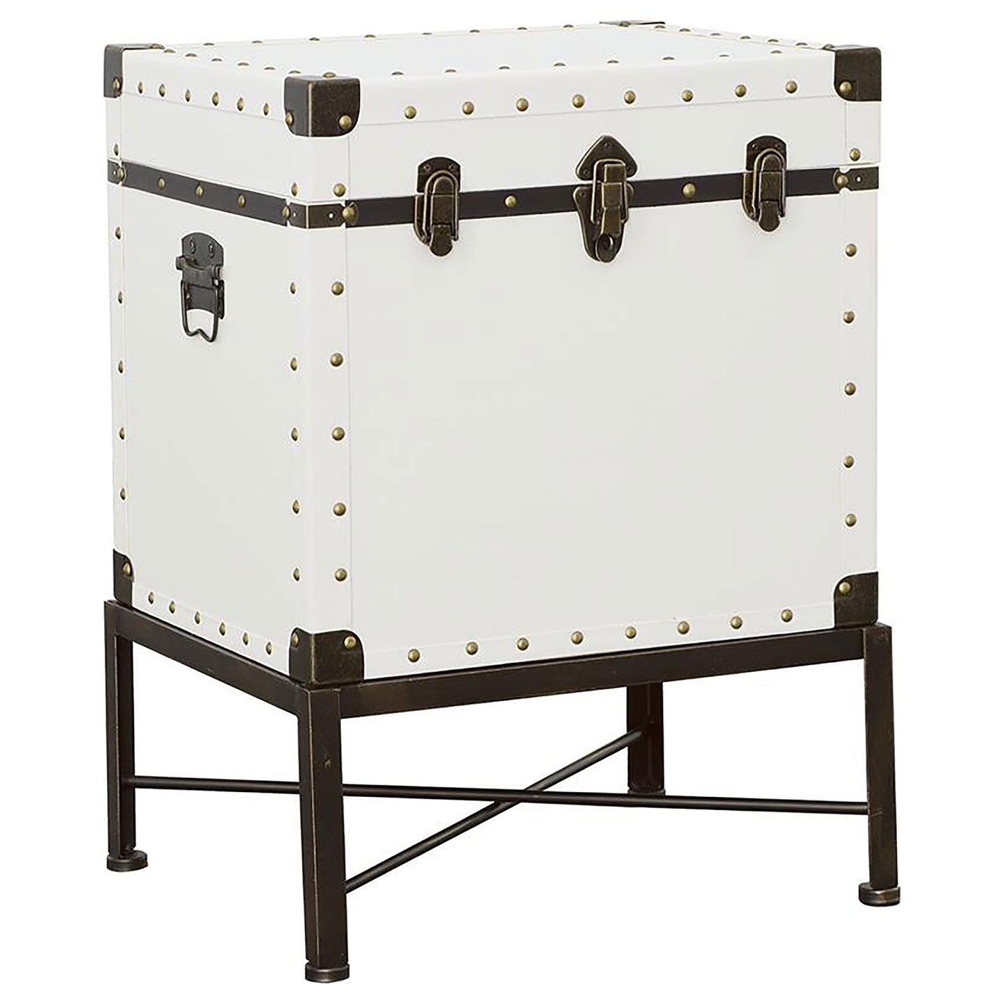 Nancy Upholstered Vintage Side Table Storage Trunk White