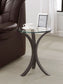 Edgar Round Glass Top Accent Side Table Cappuccino