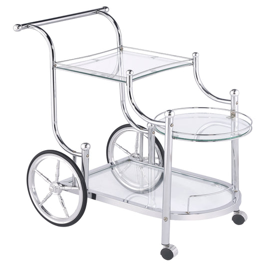 Sarandon 3-tier Glass Shelf Metal Bar Cart Chrome