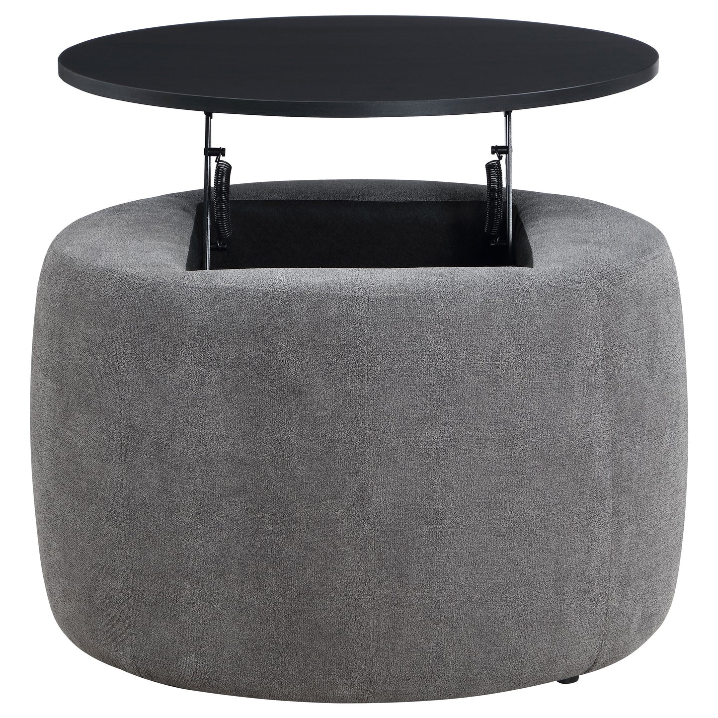 Tesoro Round Upholstered Lift Top Storage Ottoman Grey