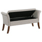 Farrah Velvet Upholstered Rolled Arm Storage Bench Beige