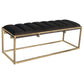 Lorena Velvet Upholstered Bench Dark Grey and Gold