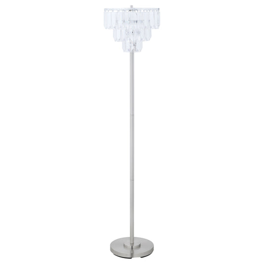 Anya 61-inch Hanging Crystal Metal Floor Lamp Chrome