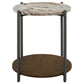 Noemie Round Marble Top Accent Side Table White and Gunmetal