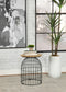 Bernardo Round Wire Frame Side Table Natural and Gunmetal