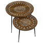 Nuala 2-piece Round Mango Wood Nesting Tables Honey