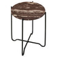 Latifa Round Marble Top Accent Side Table Red and Black